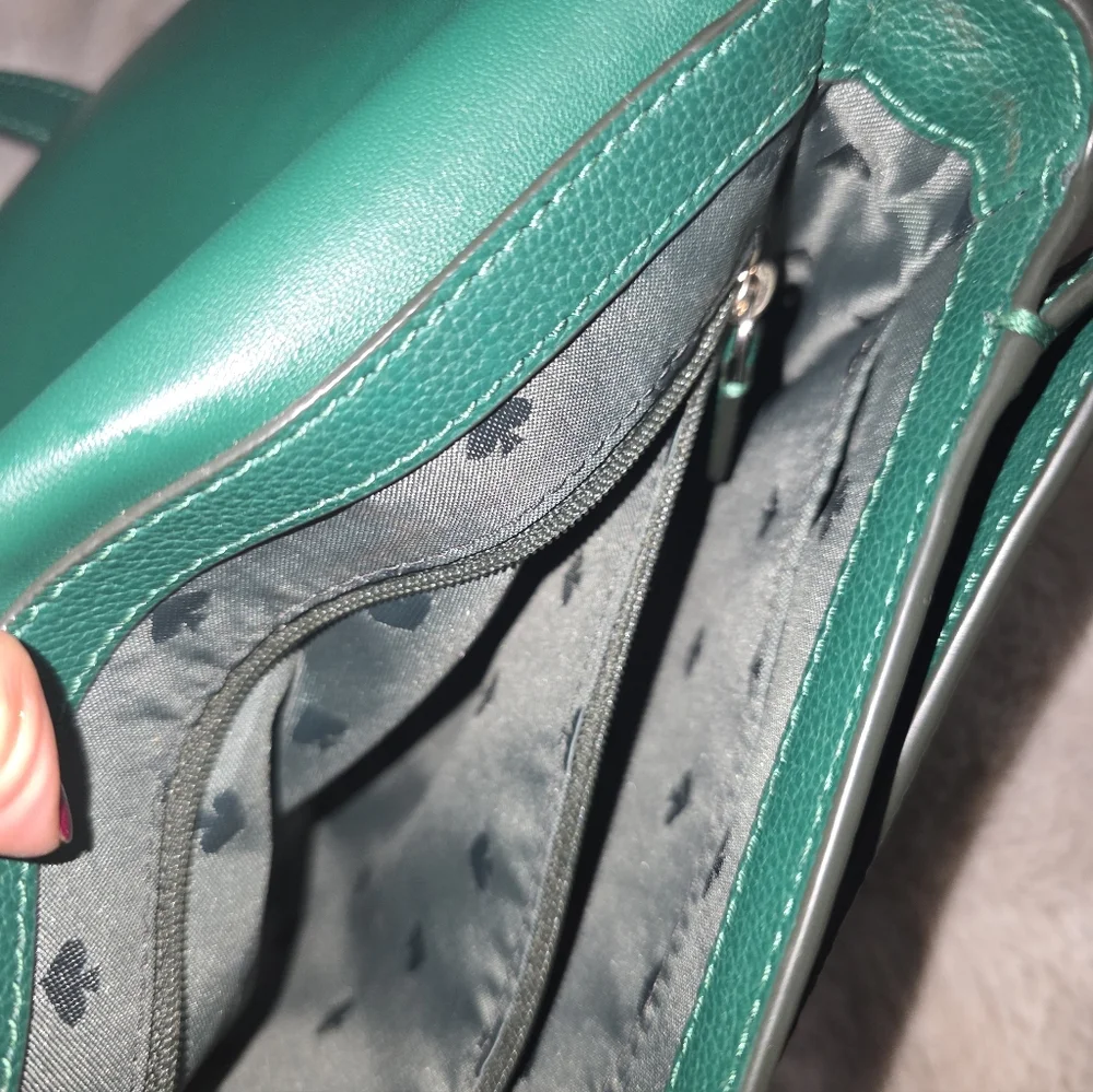 Kate Spade Blake Saddlebag Pebbled Leather Crossbody In Forest Green. Never Used - Picture 8 of 14